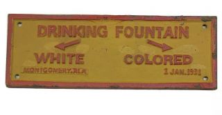Cast Iron Segregation Sign Drinking Fountain White Colored Montgomery Ala 1931