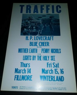 Vintage 1968 Traffic Concert Poster Bg - 111 - Rp - 2 Alton Kelley Stanley Mouse