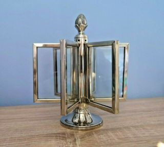 Vintage Silver Plate & Glass Carousel Articulated Photo Frame,  Holder