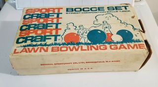 Vintage Sportcraft • Bocce Ball Set W/ Box Made In Italy Complete 9 Set