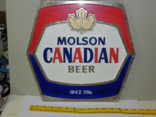 Vintage Early Plastic Molson Canadian Beer Since 1786 Beer Label Sign Canada