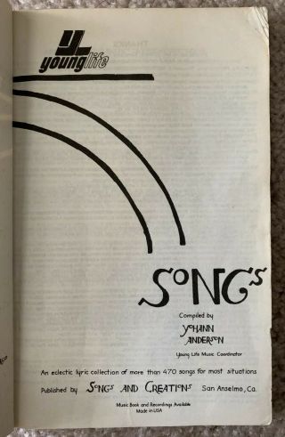 1972 THE YOUNG LIFE SONG BOOK,  YOHANN ANDERSON,  CHRISTIAN WORSHIP MUSIC,  VINTAGE 2
