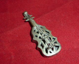 French Silver Miniature Model Of A Violin,  Mid 20th Century