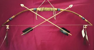 Handmade Native American Navajo Bow And Arrow Set 38 " Authenticated