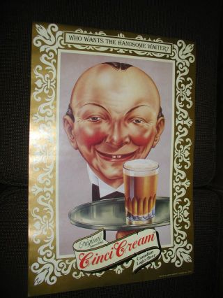5 Cinci Cream Canadian Lager,  Handsome Waiter Vintage Beer Advertising Posters
