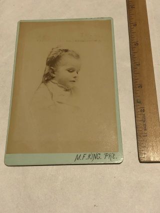 POST MORTEM CHILD YOUNG GIRL CABINET CARD PHOTO M.  F.  King Photography 3