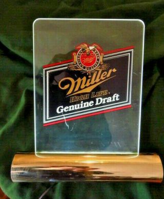 Vintage 1986 Miller Draft Acrylic Beer High Life Light Up Sign