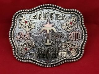 2007☆rodeo Trophy Buckle Republic Of Texas Team Roping Champion Vintage▪︎450