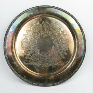 Vintage Wm Rogers Silver Plated Round Community Plate Or Tray Large 14.  5 "