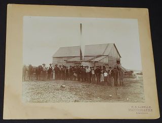Antique Workers Posing In Front Of Old Barn Rimouski,  Que,  Canada Cabinet Photo
