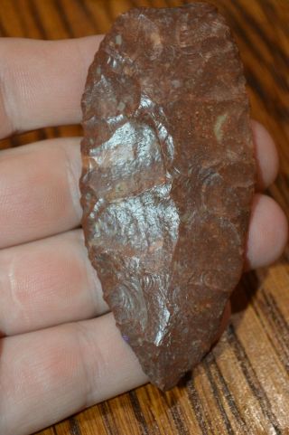 Red Kaolin Chert Archaic Blade Union Co,  Illinois 3.  3/8 X 1.  5 Great Color