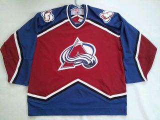 Vintage Made In Canada Ccm Maska Air Knit Colorado Avalanches Hockey Jersey Xl