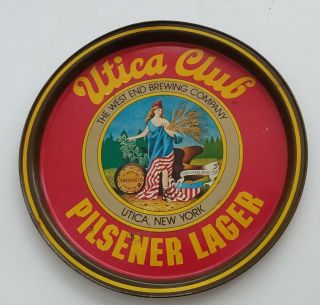 Vintage Utica Club Pilsener Lager Beer Utica Ny Tin Serving Tray 11 "
