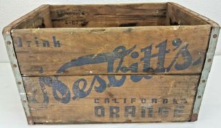 Vintage Wood Soda Crate Nesbitts California Orange 16.  5 " X 11 " X 10 "