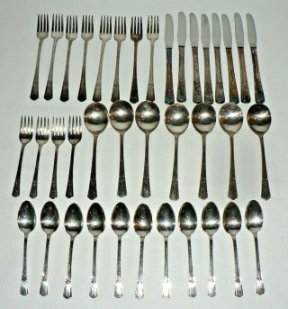 Vtg 1939 Wm Rogers Mfg Co Extra Silver Plate Sovereign Flatware Set Of 38 Piece