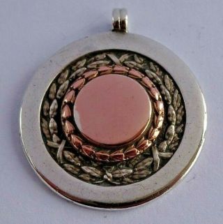 antique solid sterling silver and rose gold pocket watch albert chain fob 2