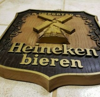 Imported Heineken Bieren Beer Sign Windmill Shield 1982 Bar Breweriana Vintage 2