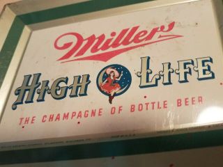 Vintage Miller High Life Champagne of Bottle Beer Girl on Moon Metal Tip Tray 3