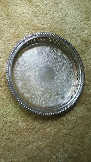 VINTAGE WM ROGERS SILVER - PLATE RETICULATED SERVING TRAY 671 2