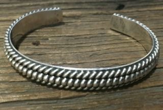 Vintage Sterling Silver Native American Rope Cuff Bracelet 32g Mens Womens
