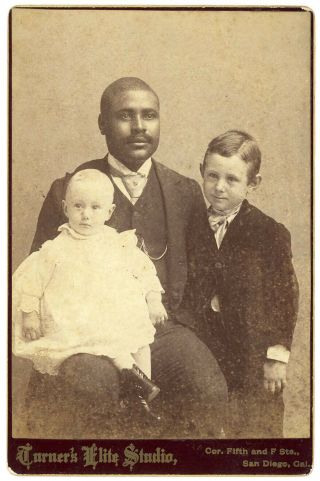 Rare African American Black Man & White Children Cabinet Card Photo California