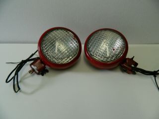 Set Of 2 Vintage 4 " Tractor/rat Rod Head Lights - 6 Volt Bulbs - 1960s
