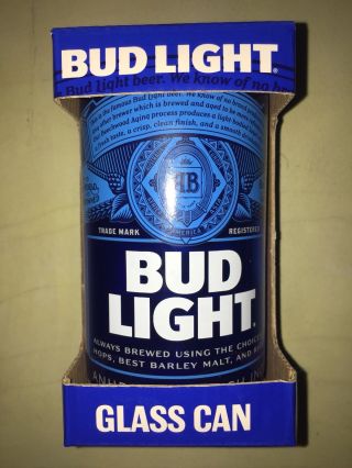 Bud Light Glass Can - 10oz - Blue In The Box Bar Collector Gift