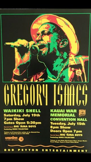 Gregory Issacs Vintage Hawaii Concert Poster