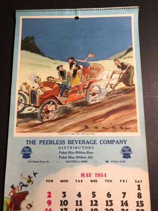 Pabst Beer Calendar Page 1954 Dayton Ohio Paul Webb Mountain Hillbilly Boys Sign
