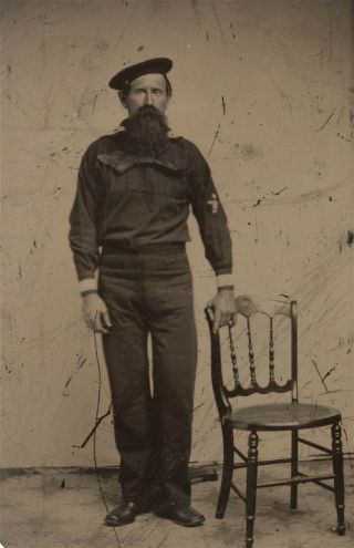1860s Civil War Union Navy Sailor / Tar Tintype Photograph / Photo In Uniform