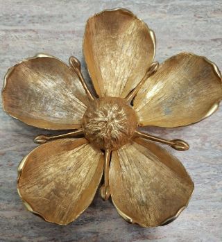 Vintage Tan Gold Gilted Magnolia Flower Petal Ashtray