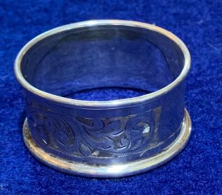 Vintage Sterling Silver Napkin Ring Hand Tooled