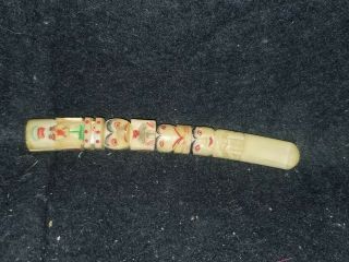 Vintage Northwest Coast Indian Carved Bovine Bone Totem Pole Cigarette Holder