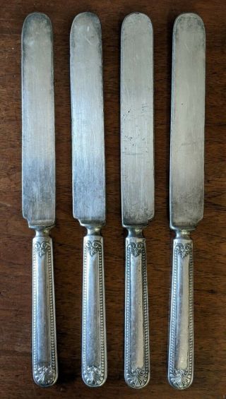 1835 R Wallace Silverplate,  Set Of 4 Dinner Knives,  Stuart Pattern