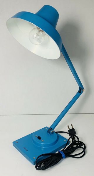 Vintage Mcm Teal Blue Tensor Metal Desk Lamp Adjustable Arm Model Il 400
