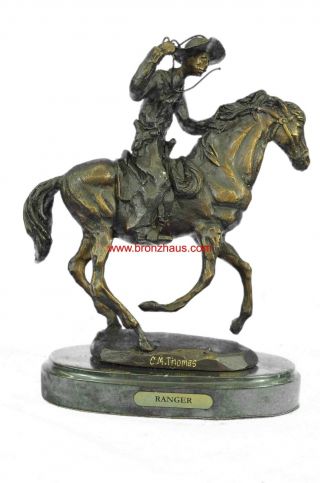 Cowboy With Rope Bronze Sculpture By Frederic Remington 9 " X 8 "