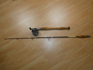 Vintage Wooden Fishing Rod With Penn No.  85 Casting Reel Combo