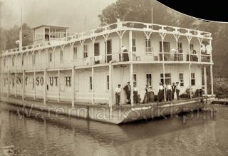1890s Era Photo Glass Negative River Boat Sunny South Wheeling West Virginia
