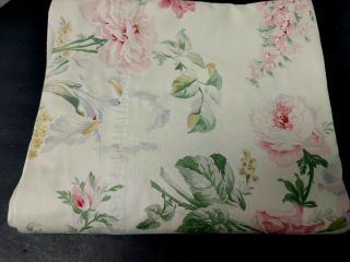 Vtg Ralph Lauren 1 Queen Flat Sheet Therese Tan Pink Roses Cottage Shabby
