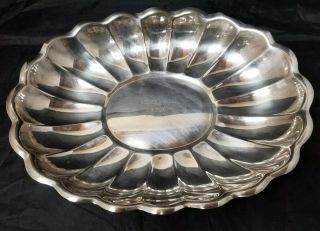 Reed & Barton Holiday Silverplate Scalloped Dish 15 " ×11 " Oval 110 Silver Plate