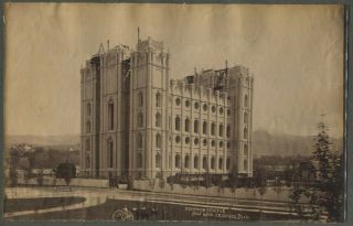 Albumen Print Of Mormon Temple,  Salt Lake City Utah,  C.  R.  Savage.