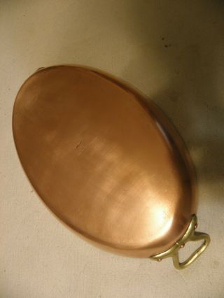 Vintage Copper Au Gratin Pan Marked Bazar Francais & Made In France