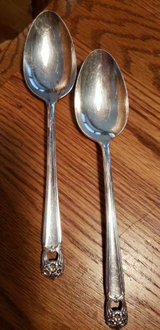 Roger Brothers " Eternally Yours " Two Large Serving Spoons - Silverplate