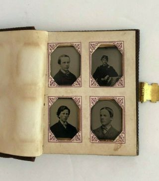 Untouched 1860 ' s Gem Tintype Miniature Photo Album Includes Civil War Soldier 2