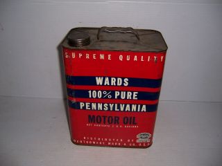 Vintage Wards 100 Pennsylvania Motor Oil 2 Gallon Can Gas Station Advertising 3