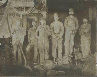 C1880s/1890s Cabinet Card Interior Photograph Of Workers In Tamarack Copper Mine 2