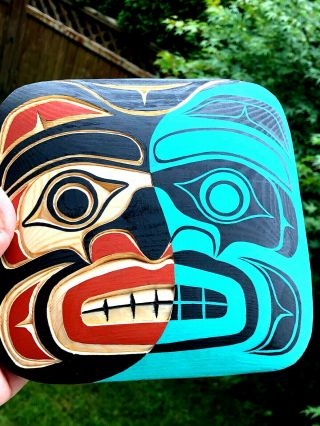 Northwest Coast Native Art Exquisite Bear Panel Sculpture Signed