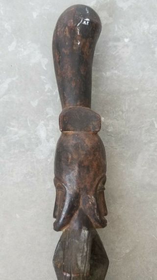 FANG WOODEN STAFF WITH JANUS HEADS GABON AFRICAN TRIBAL ART 52 INCH w PROVENANCE 2