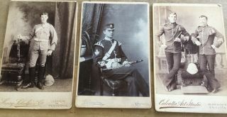 3 X Victorian Cabinet Card Photographs Of Army Musicians - Clarinet & Flute
