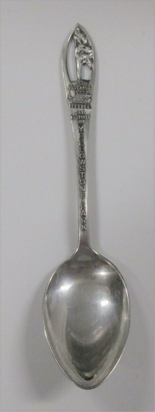 Vintage Old Faithful Inn Yellowstone Park Sterling Silver Souvenir Spoon
